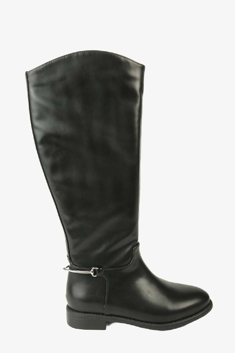 BLACK FLAT KNEE HIGH RIDING BOOT (PACK OF 12 PAIRS UK3-UK8) - jqwholesale.com