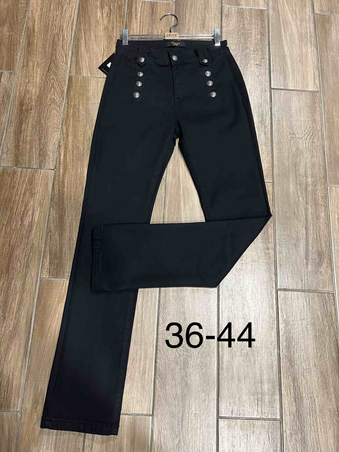Voggo Black Wide Leg Jeans with Silver Buttons (5p.pack)