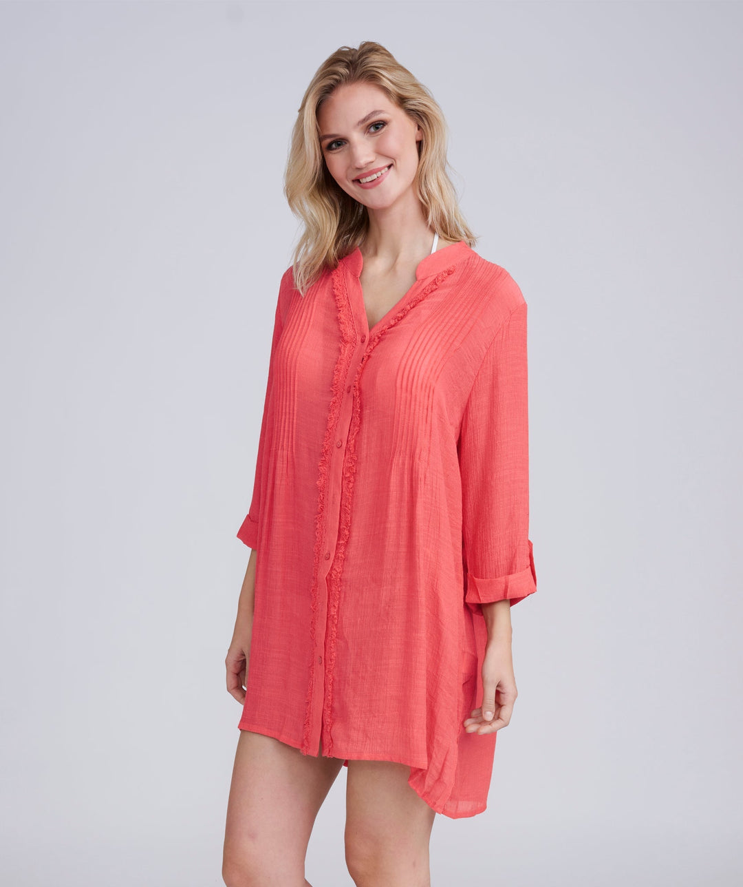 Reeva Beach Shirt - Salmon - jqwholesale.com