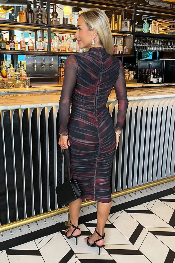 1752772500_Burgundy-And-Black-Smudge-Print-Long-Sleeve-Ruched-Bodycon-Mesh-Midi-Dress-5_800x