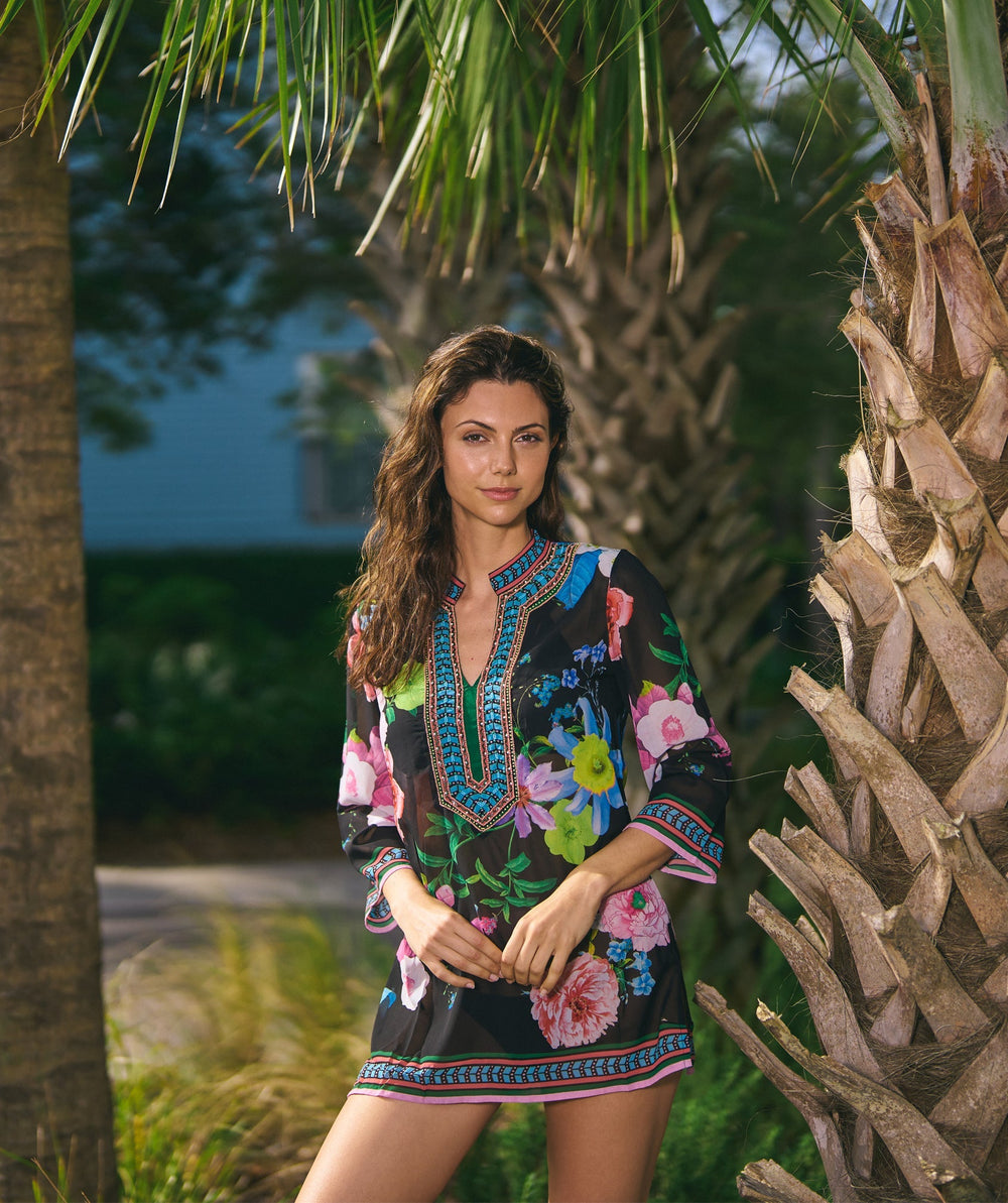 Samba Cover Up- Black/Pink - jqwholesale.com
