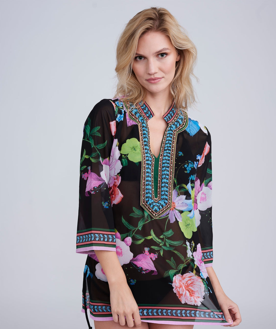 Samba Cover Up- Black/Pink - jqwholesale.com