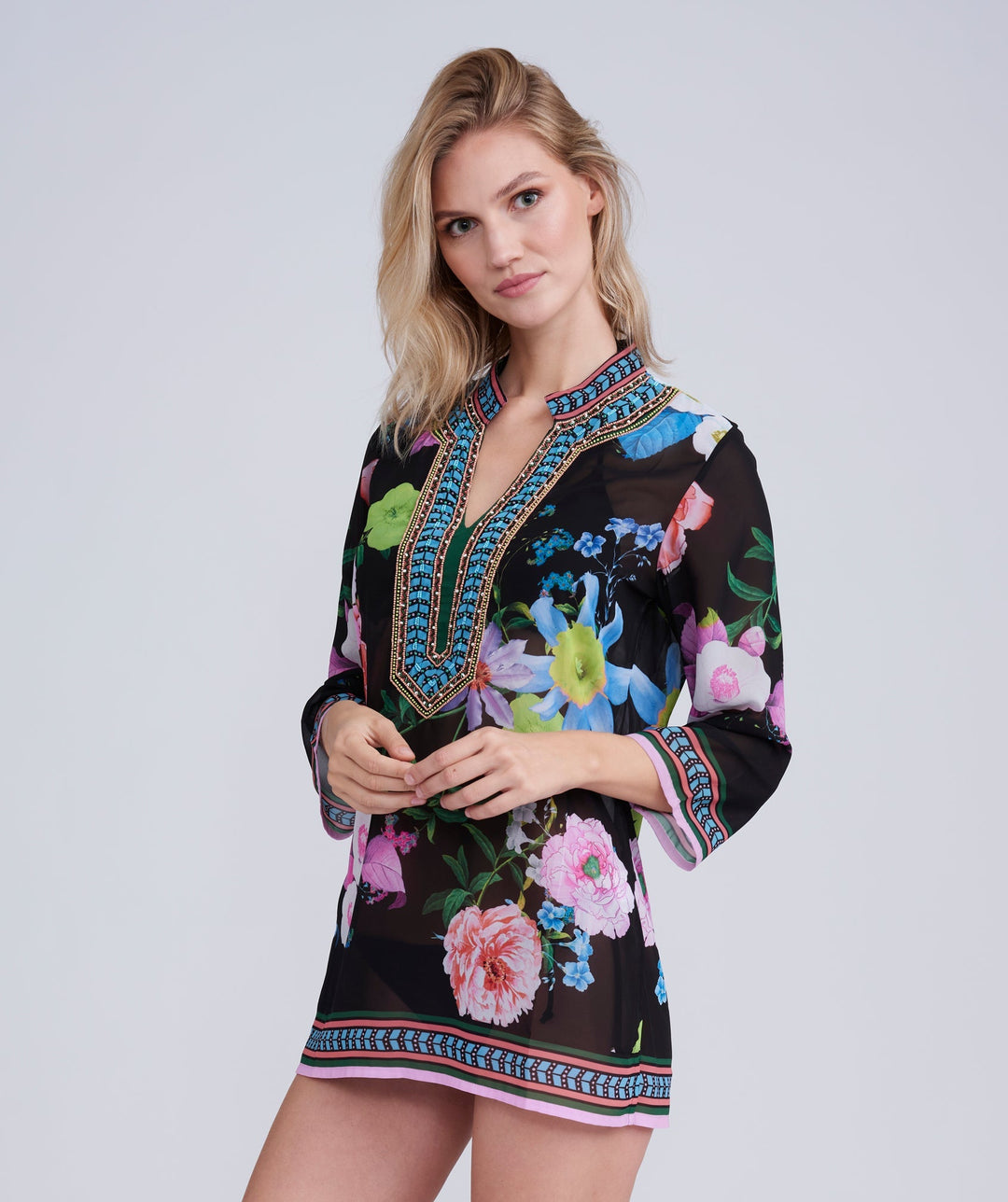 Samba Cover Up- Black/Pink - jqwholesale.com