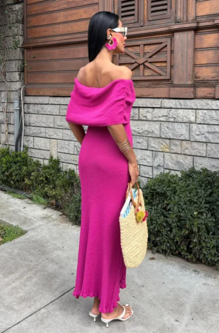 Bardot Knitted Midi Maxi Dress with Rose detailing 2863