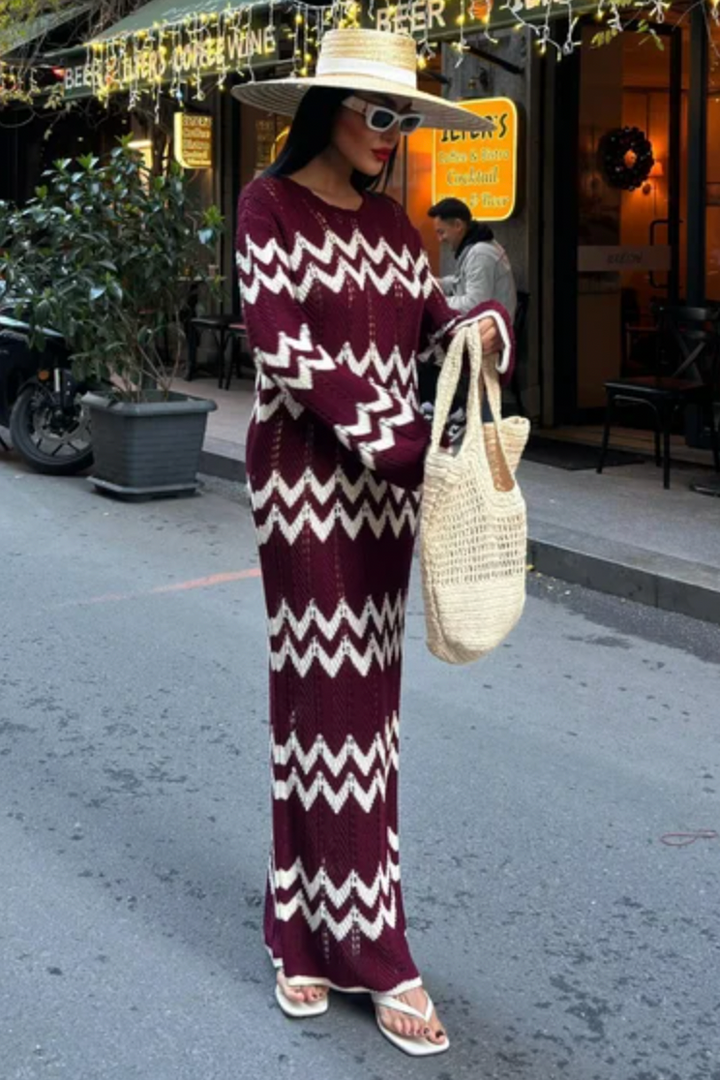Missoni Zigzag Long Sleeve Knitted Maxi dress 2839