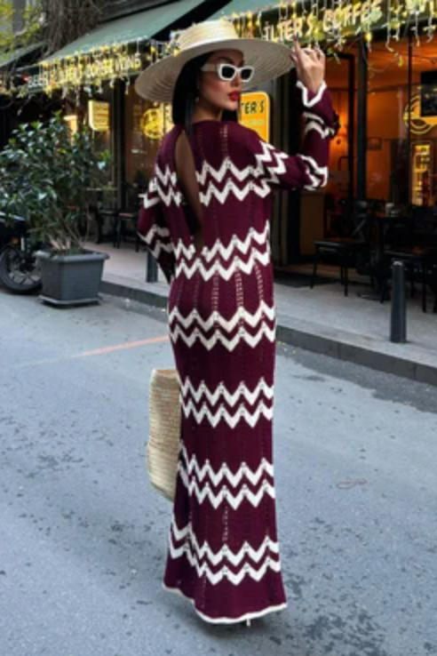 Missoni Zigzag Long Sleeve Knitted Maxi dress 2839