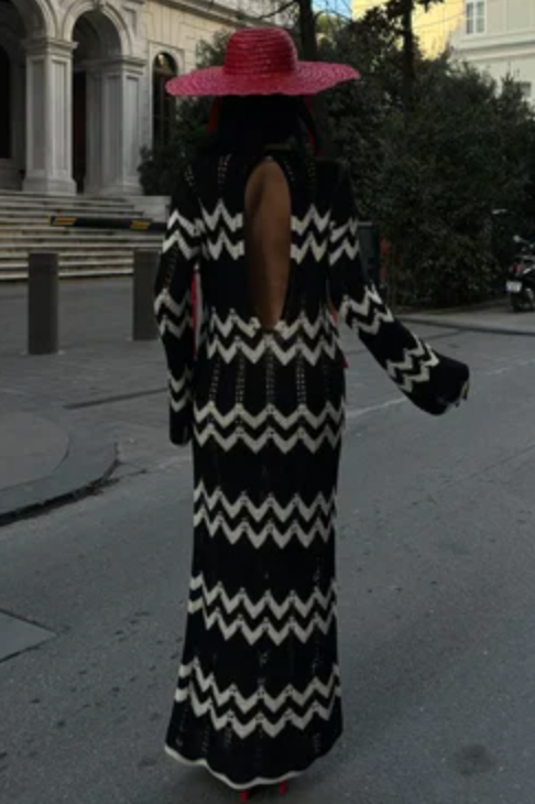Missoni Zigzag Long Sleeve Knitted Maxi dress 2839