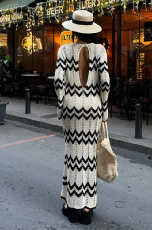Missoni Zigzag Long Sleeve Knitted Maxi dress 2839