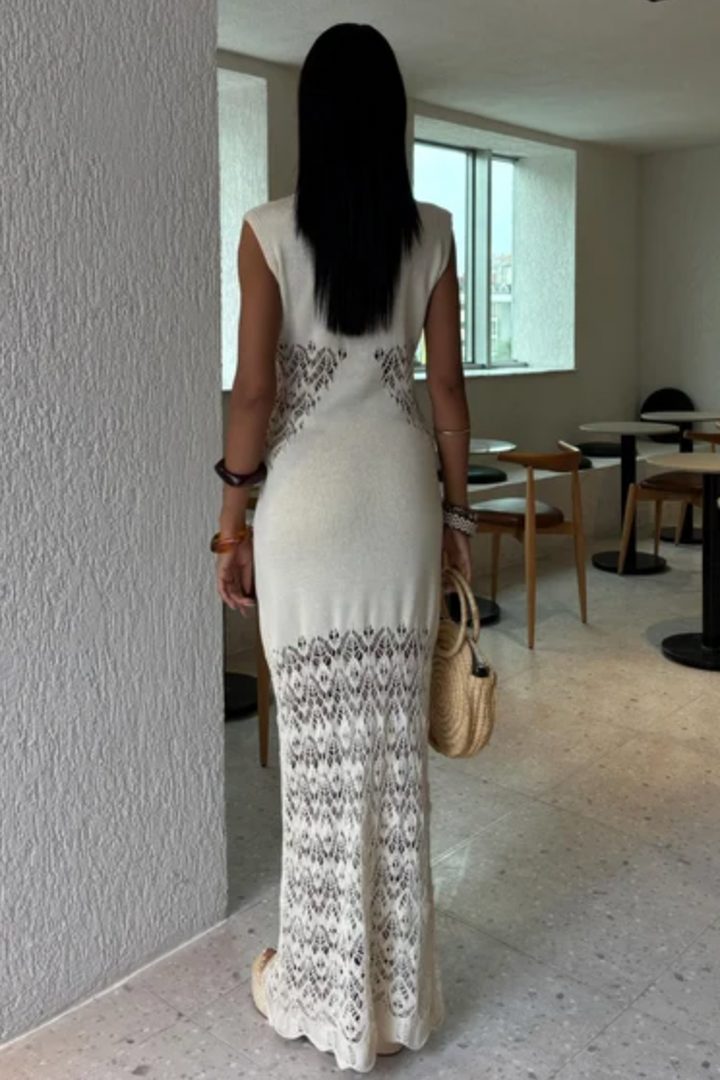 V Neck Maxi Knitted Dress 2837