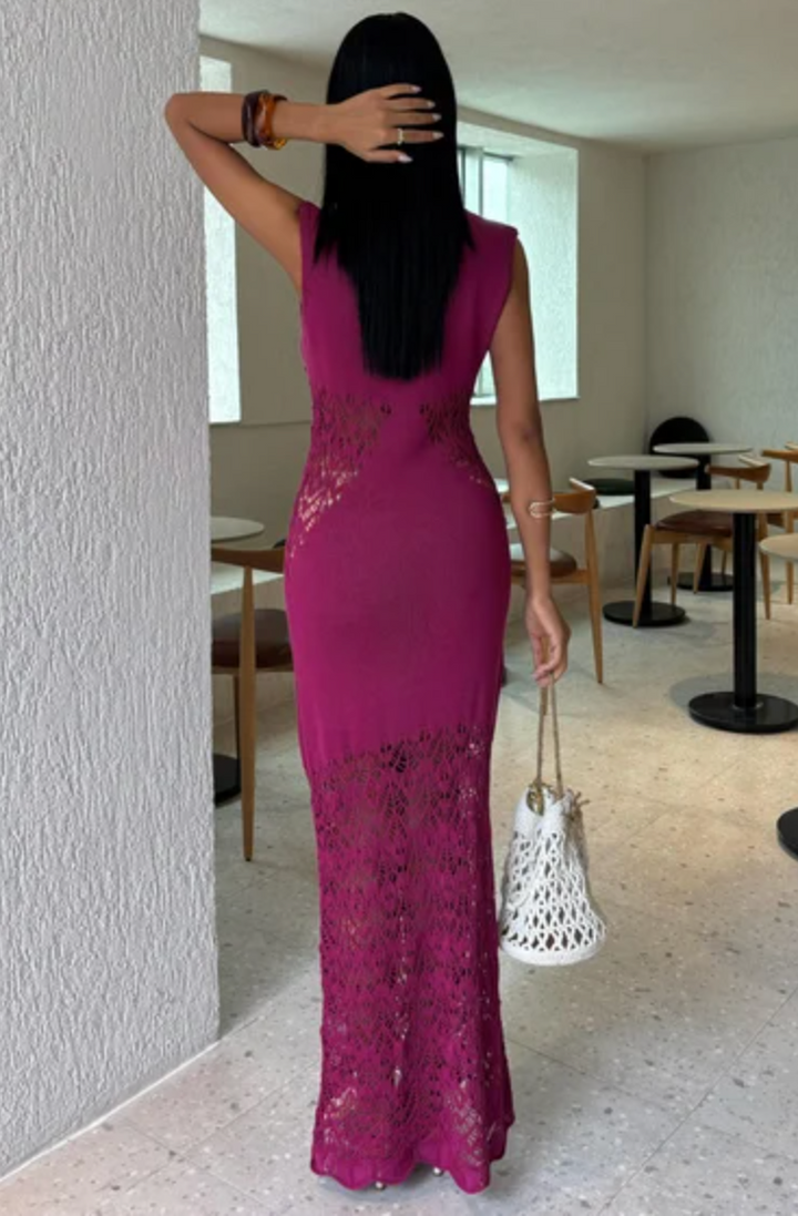 V Neck Maxi Knitted Dress 2837