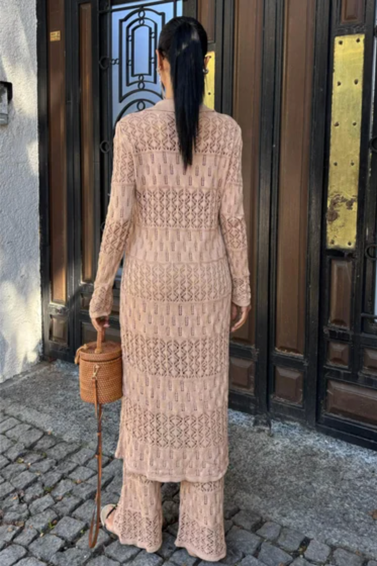 Knitted Maxi Cardigan and Wide Leg trousers co ord set 9881