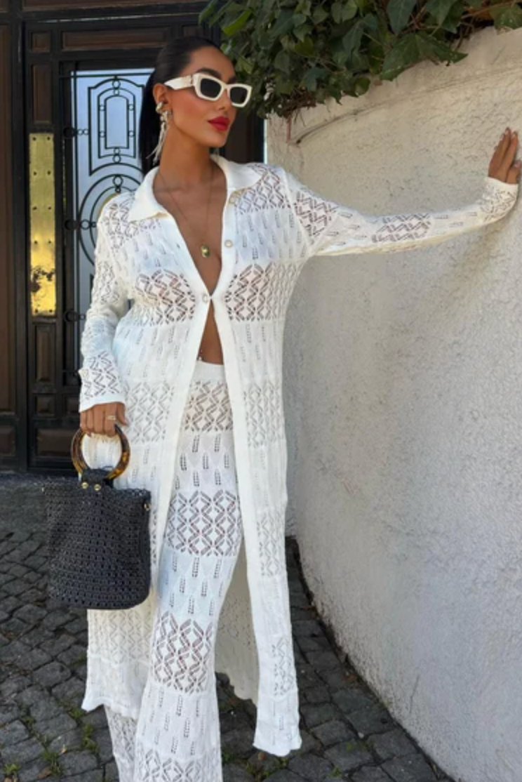 Knitted Maxi Cardigan and Wide Leg trousers co ord set 9881