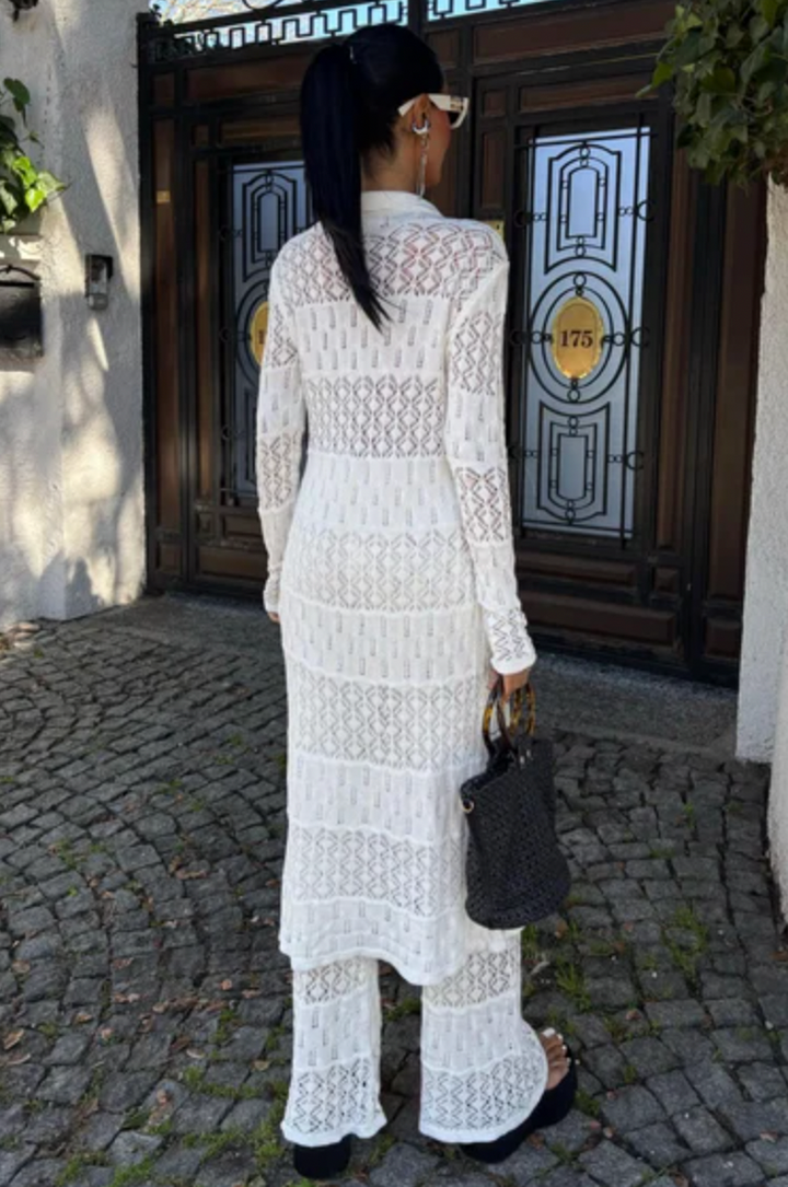 Knitted Maxi Cardigan and Wide Leg trousers co ord set 9881