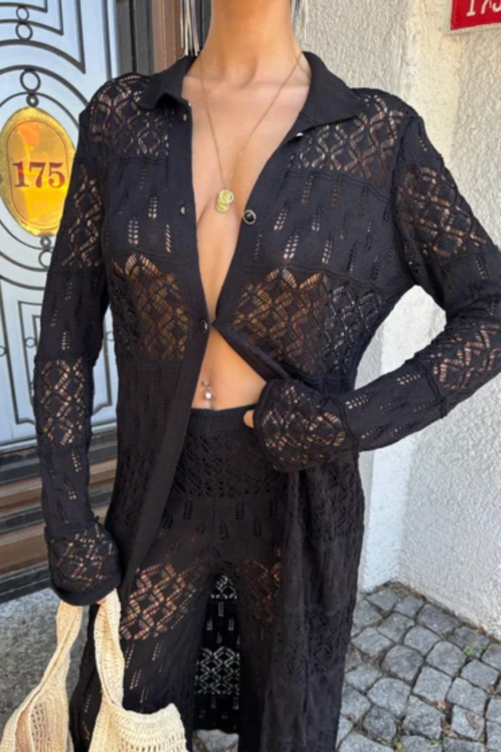 Knitted Maxi Cardigan and Wide Leg trousers co ord set 9881