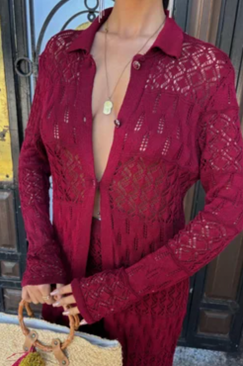 Knitted Maxi Cardigan and Wide Leg trousers co ord set 9881