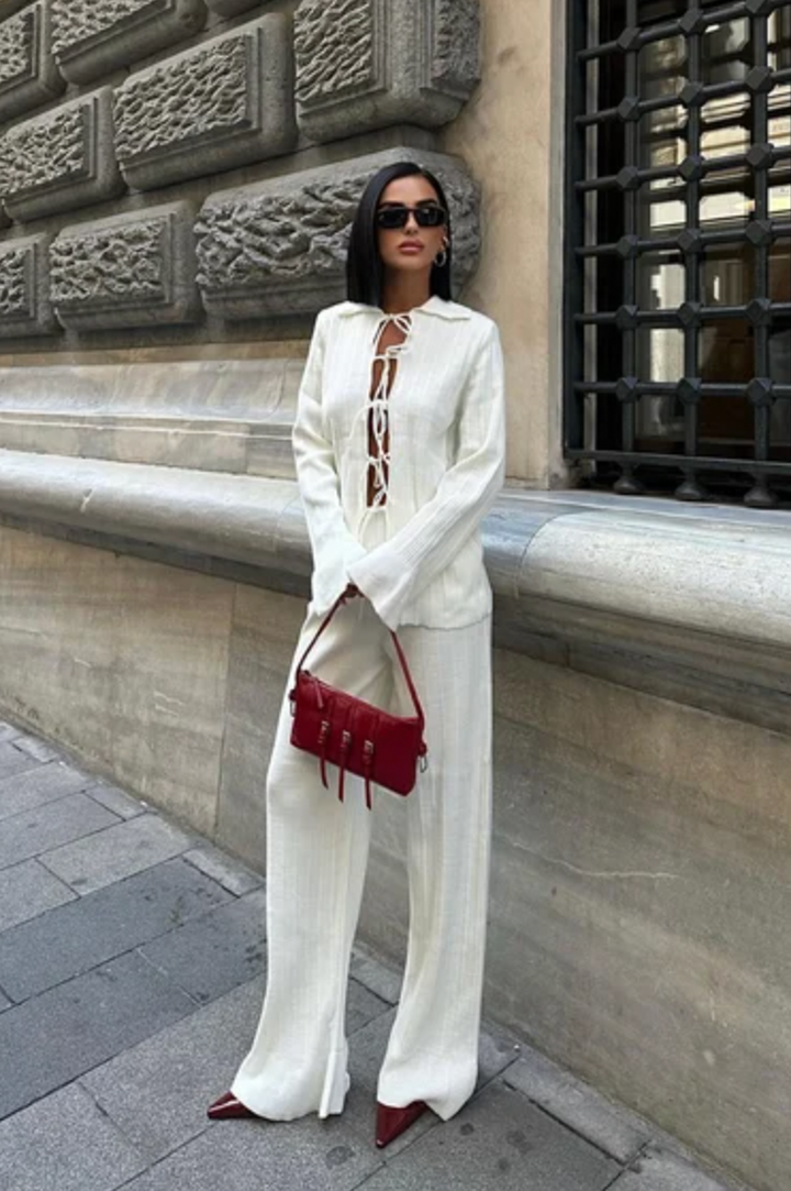Knitted Shirt and Wide Leg trousers Co ord set 9959