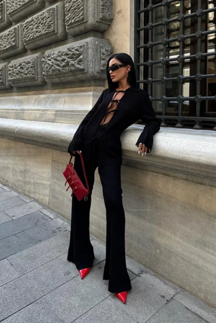 Knitted Shirt and Wide Leg trousers Co ord set 9959