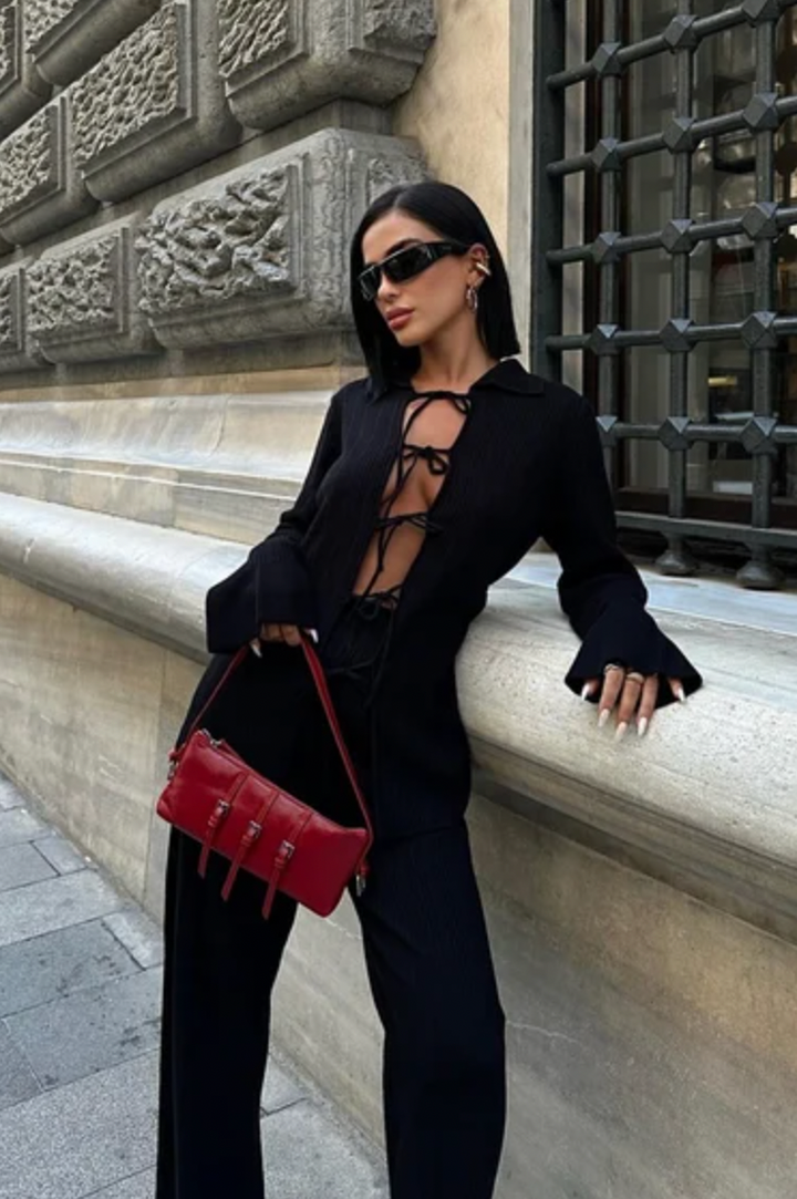 Knitted Shirt and Wide Leg trousers Co ord set 9959