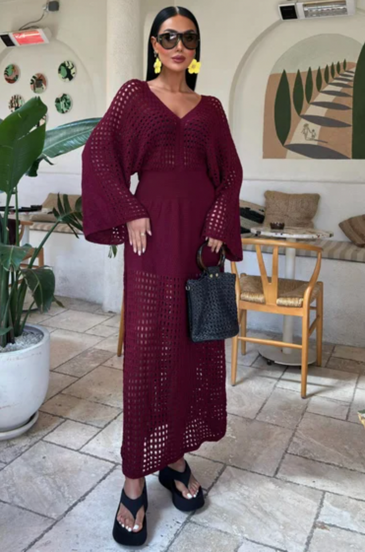Batwing Sleeve Maxi Knitted Dress 2836