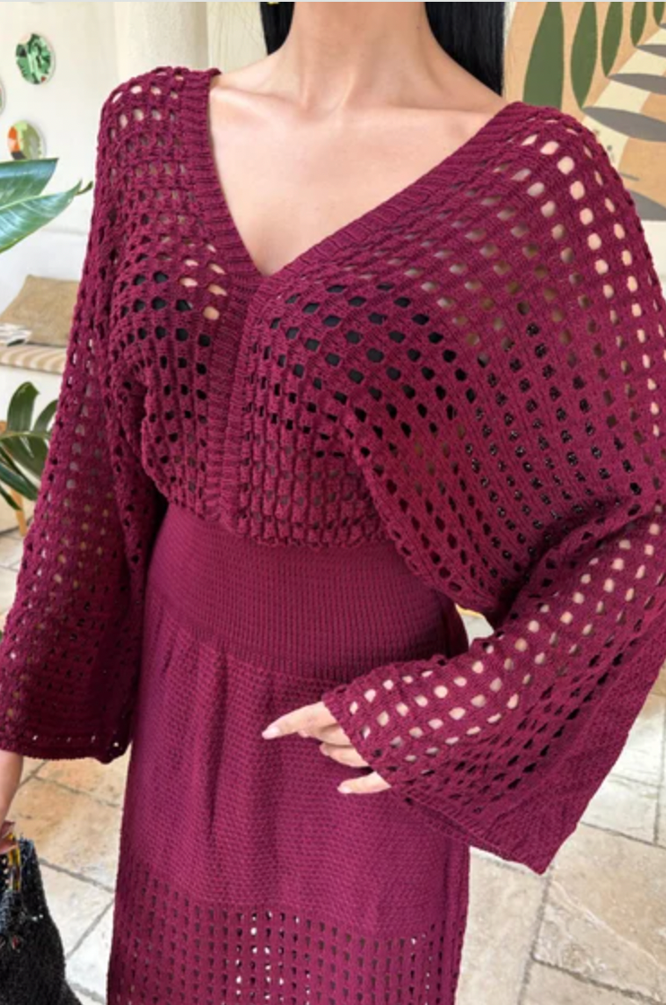 Batwing Sleeve Maxi Knitted Dress 2836