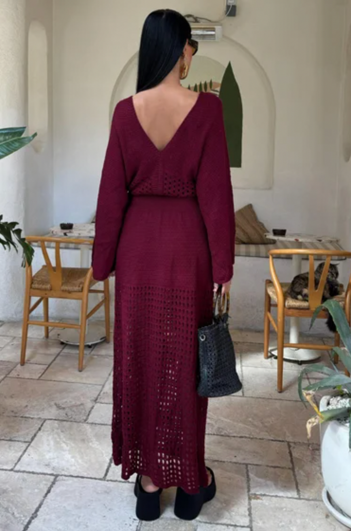 Batwing Sleeve Maxi Knitted Dress 2836