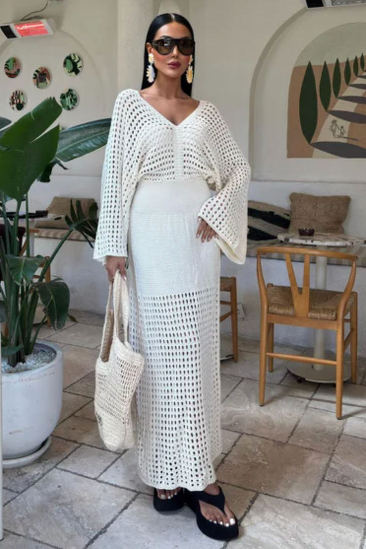 Batwing Sleeve Maxi Knitted Dress 2836