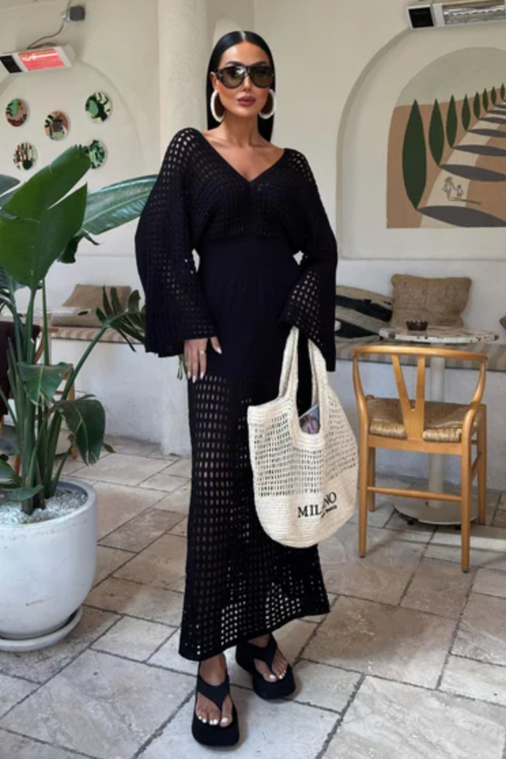 Batwing Sleeve Maxi Knitted Dress 2836