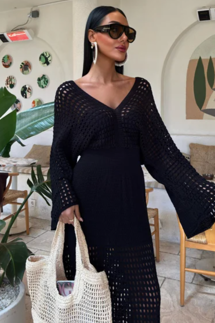 Batwing Sleeve Maxi Knitted Dress 2836