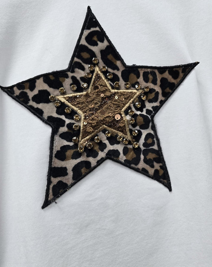 Crystal Embellished Leopard Star T-Shirt (2P.PACK: S/M L/XL) - jqwholesale.com