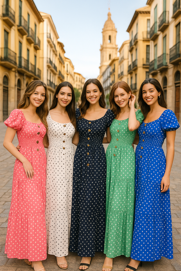 Polka Dot Bardot Maxi Dress - jqwholesale.com