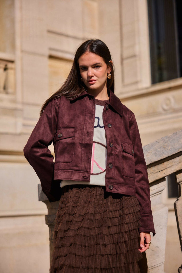 (3P.Pack) Short suede jacket - Choco - jqwholesale.com