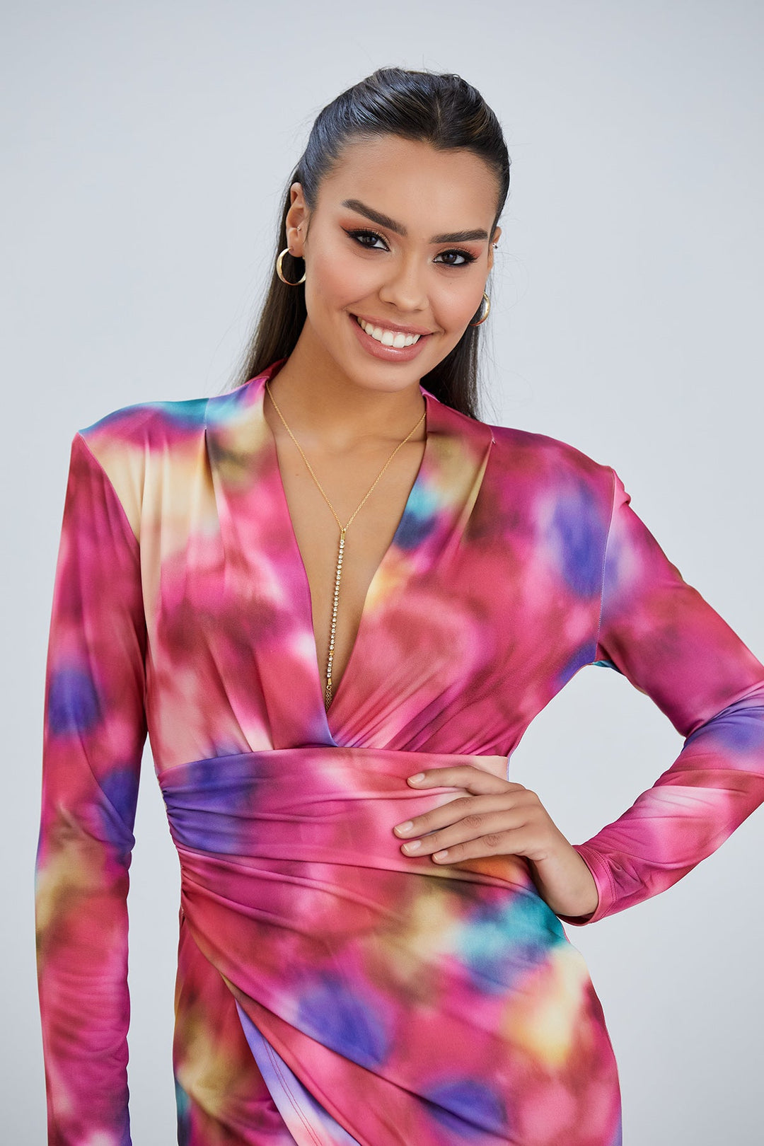 Forever Long Sleeve Wrap Midi Dress - jqwholesale.com