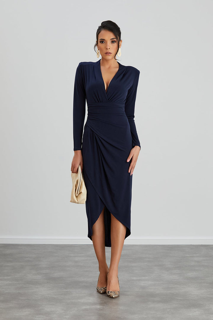 Forever Wrap Midi dress with front Slit - jqwholesale.com