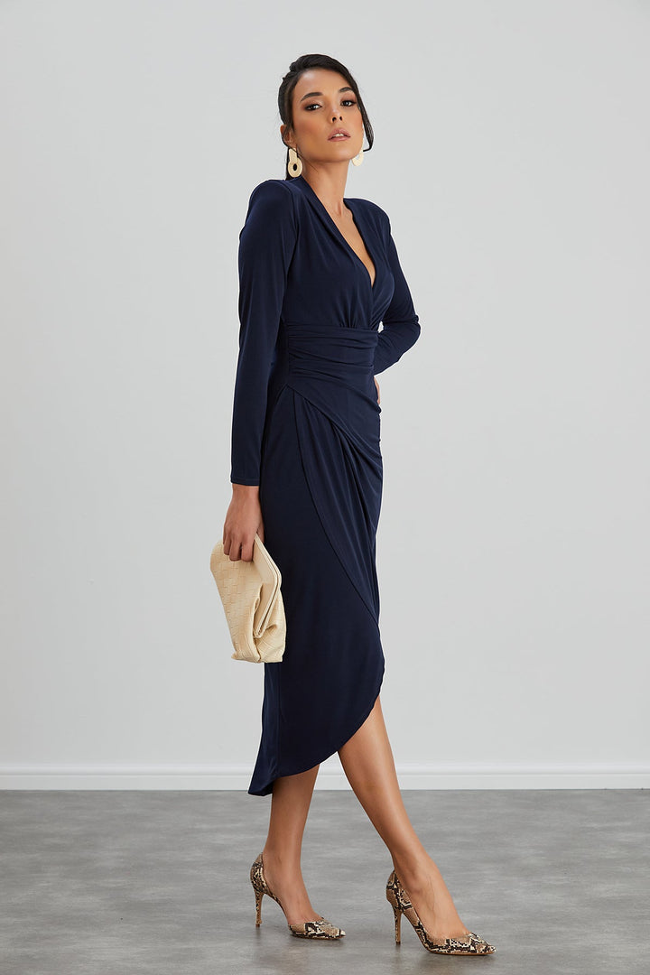 Forever Wrap Midi dress with front Slit - jqwholesale.com