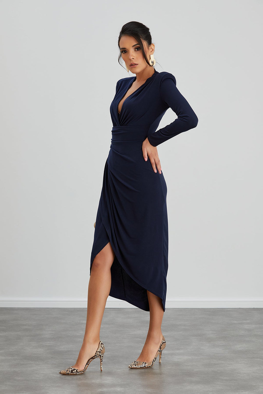 Forever Wrap Midi dress with front Slit - jqwholesale.com