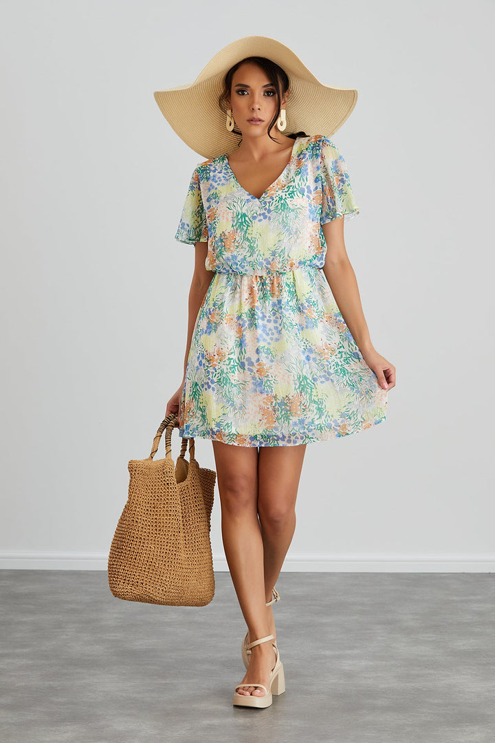 Floral print White Mini Dress - jqwholesale.com