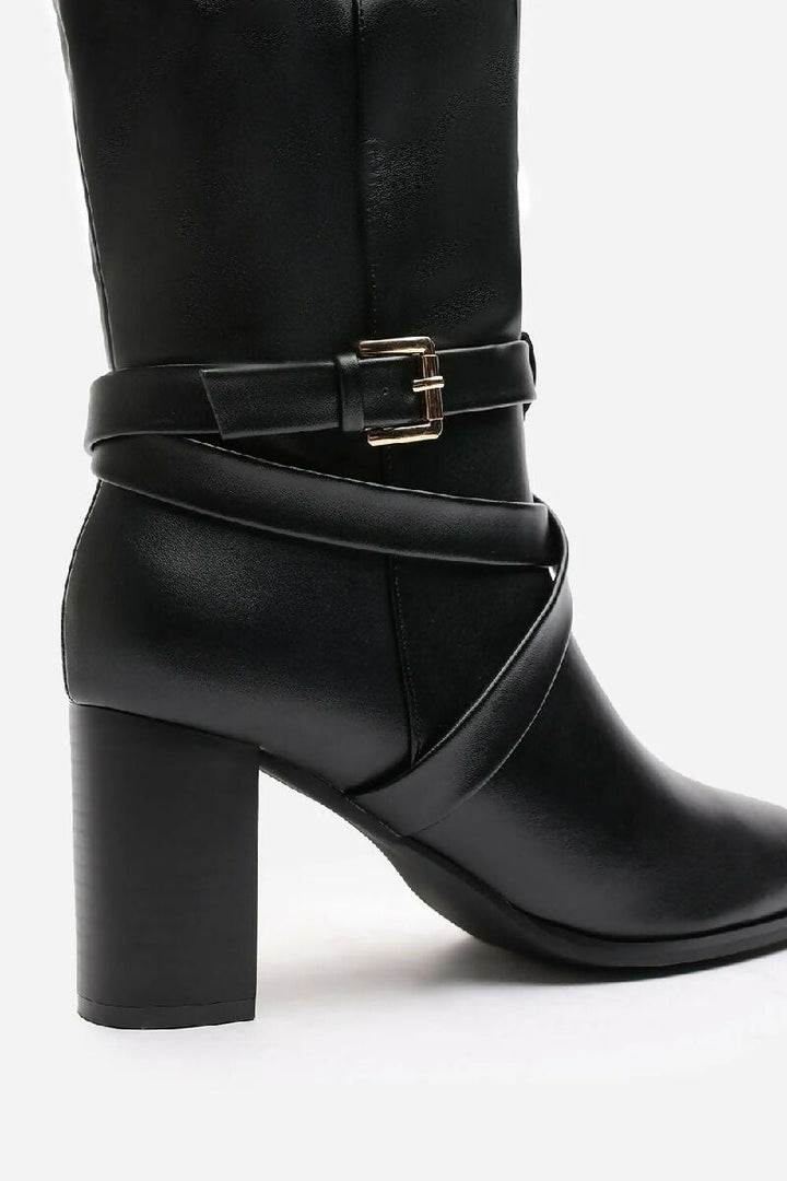 BLACK KNEE HIGH BLOCK HEELED BOOT (PACK OF 12 PAIRS UK3-UK8) - jqwholesale.com
