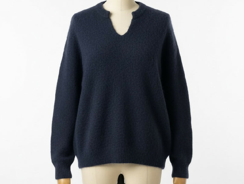 Baby Alpaca V-neck jumper - Navy - jqwholesale.com