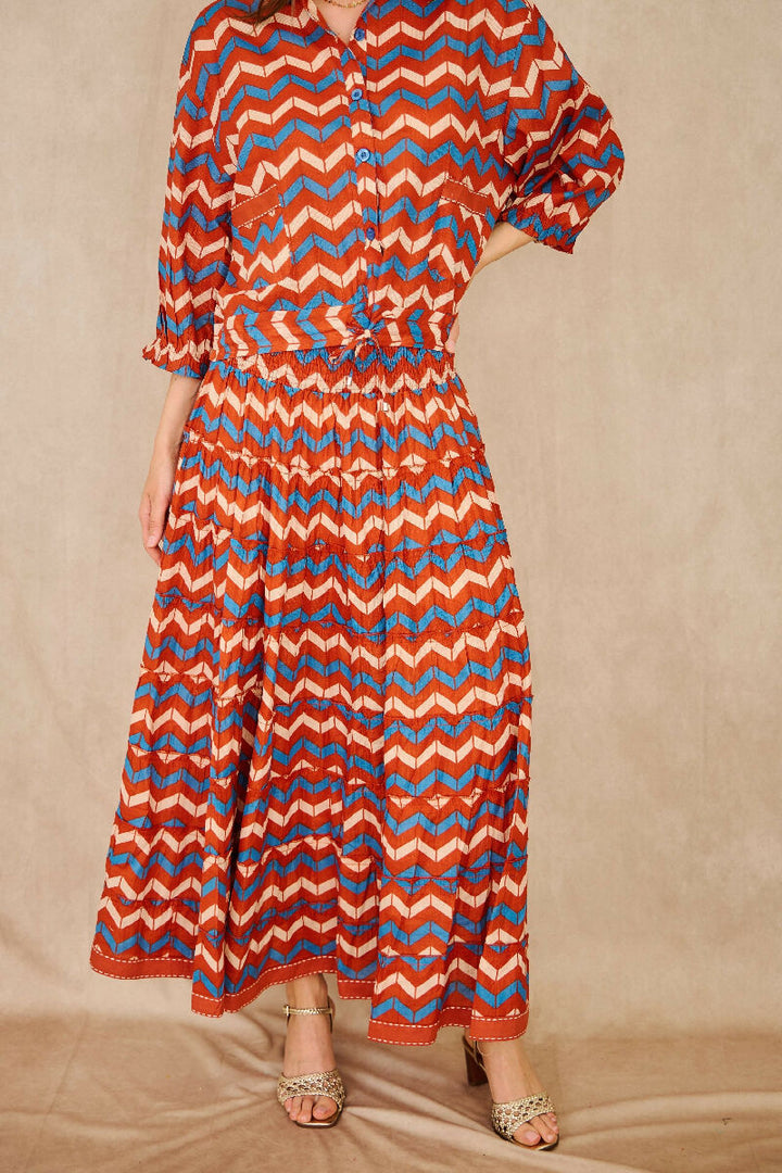 Long bohemian smock skirt - Brown