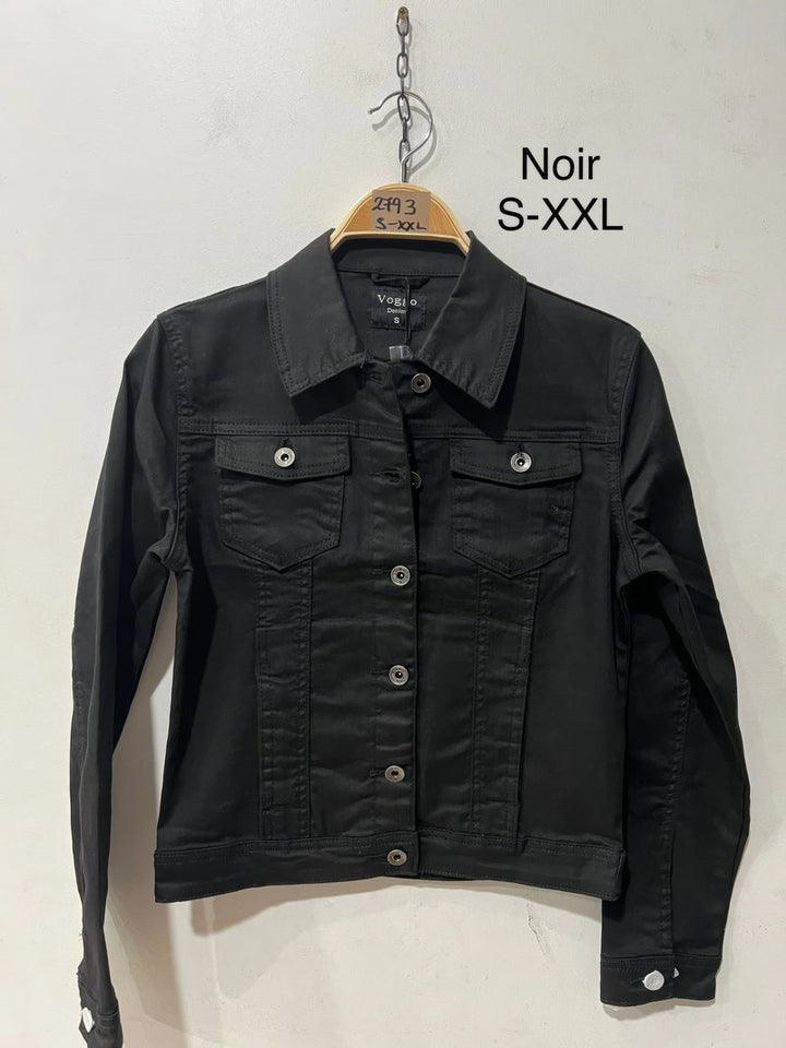 Black Voggo Cotton Bi-stretch Denim Jacket (5p.pack) - jqwholesale.com