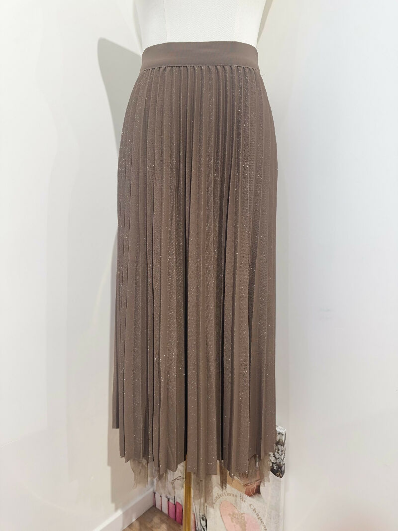 Long reversible tulle skirt - Taupe