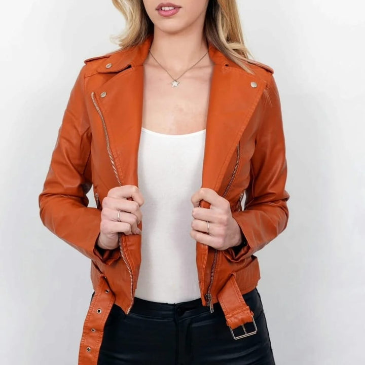 (4P. PACK) Plain Leather Look Biker Jacket - jqwholesale.com