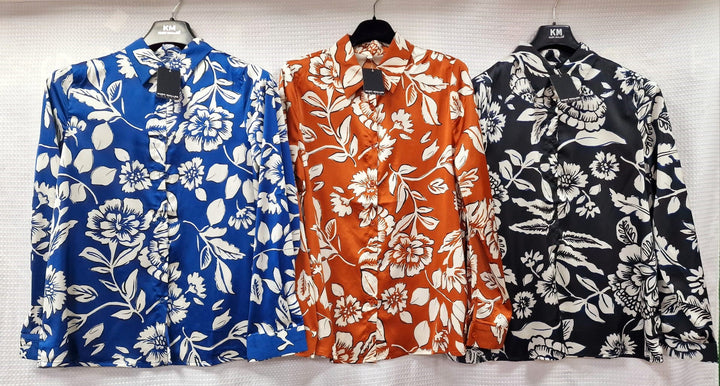(4P.PACK) Ela Floral Sateen Shirt - jqwholesale.com