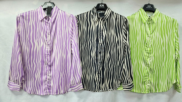 (4P. PACK) Zebra Swirl Sateen Shirt - jqwholesale.com