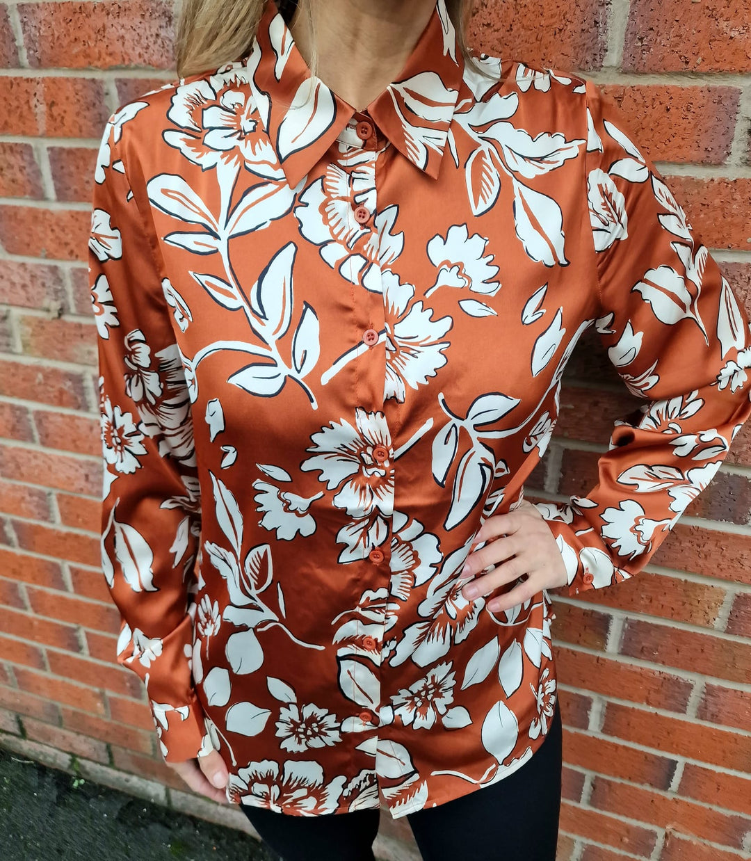(4P.PACK) Ela Floral Sateen Shirt - jqwholesale.com