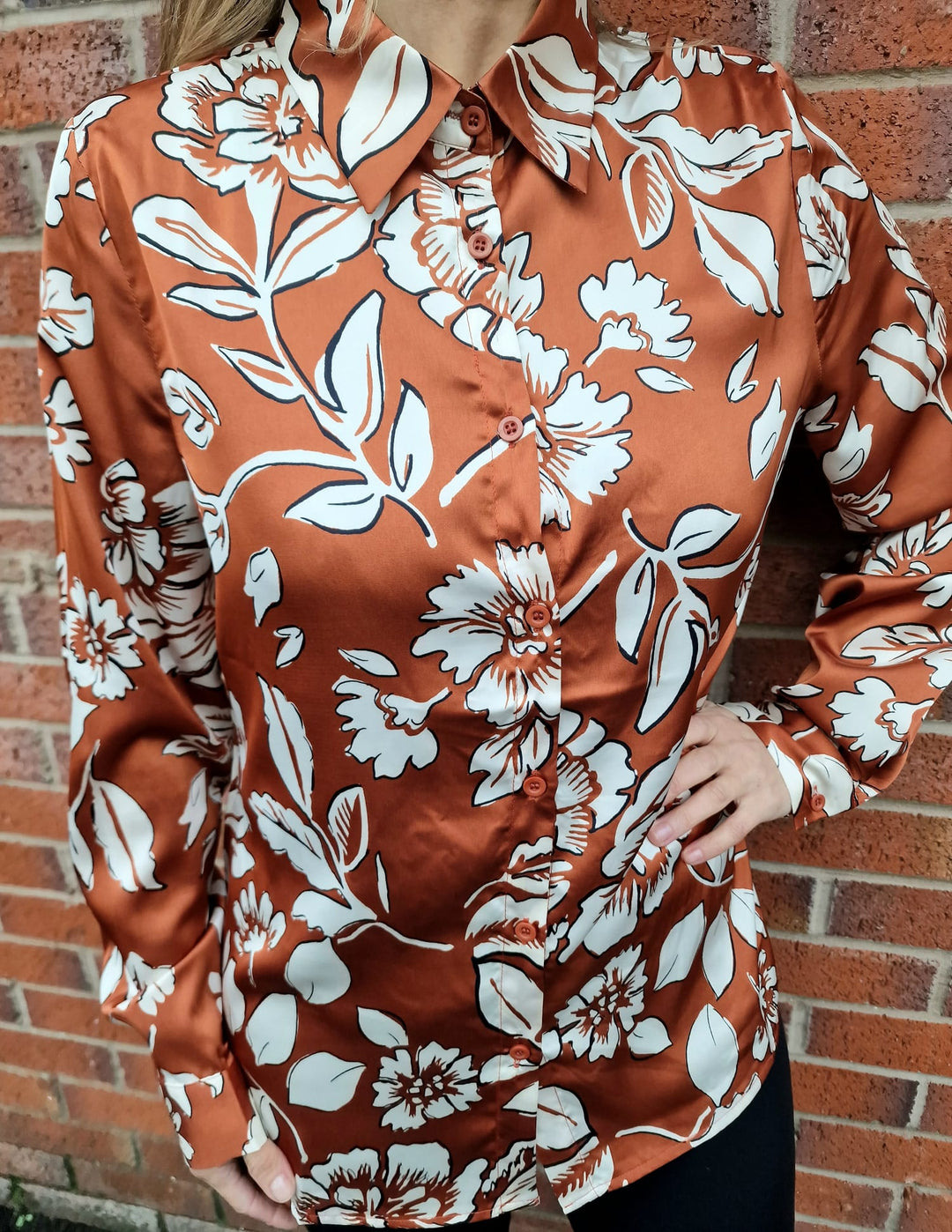 (4P.PACK) Ela Floral Sateen Shirt - jqwholesale.com