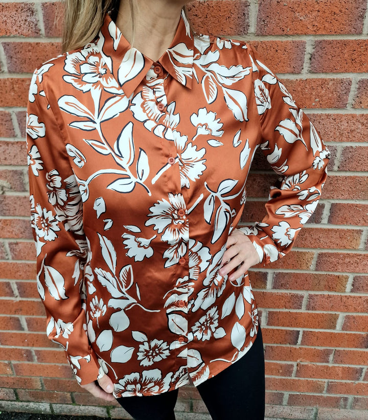 (4P.PACK) Ela Floral Sateen Shirt - jqwholesale.com