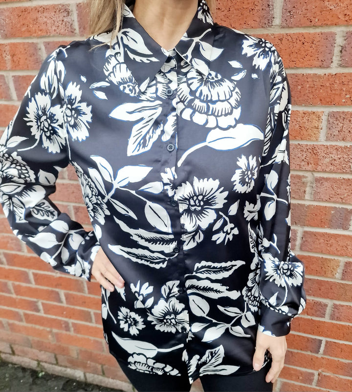 (4P.PACK) Ela Floral Sateen Shirt - jqwholesale.com