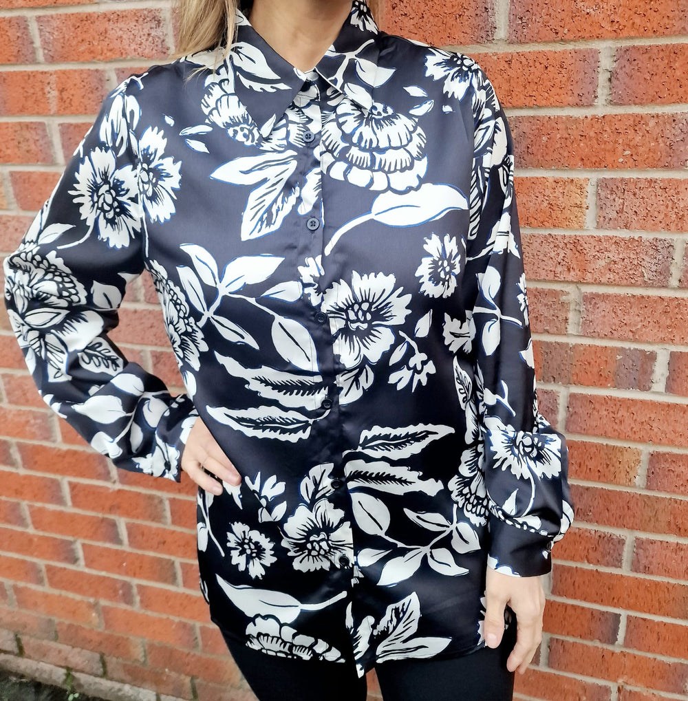 (4P.PACK) Ela Floral Sateen Shirt - jqwholesale.com