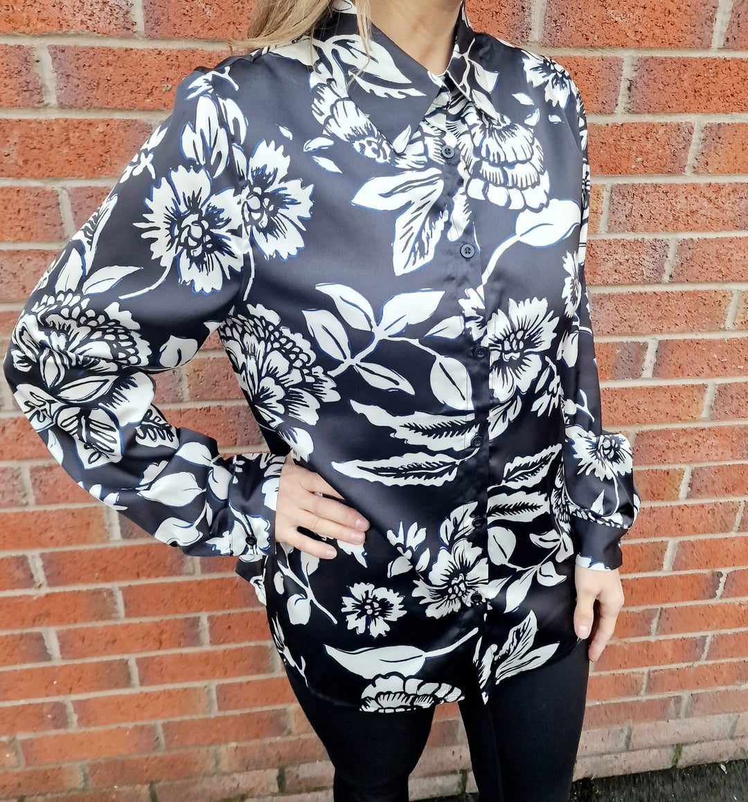 (4P.PACK) Ela Floral Sateen Shirt - jqwholesale.com